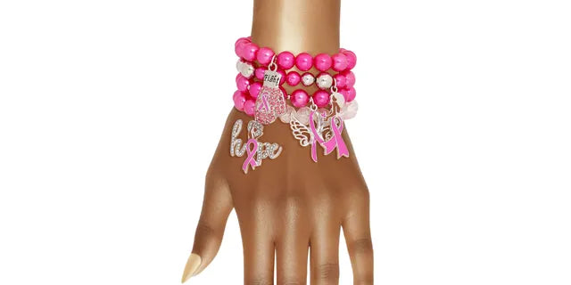 Fighter - Breast Cancer Awareness stack bracelets